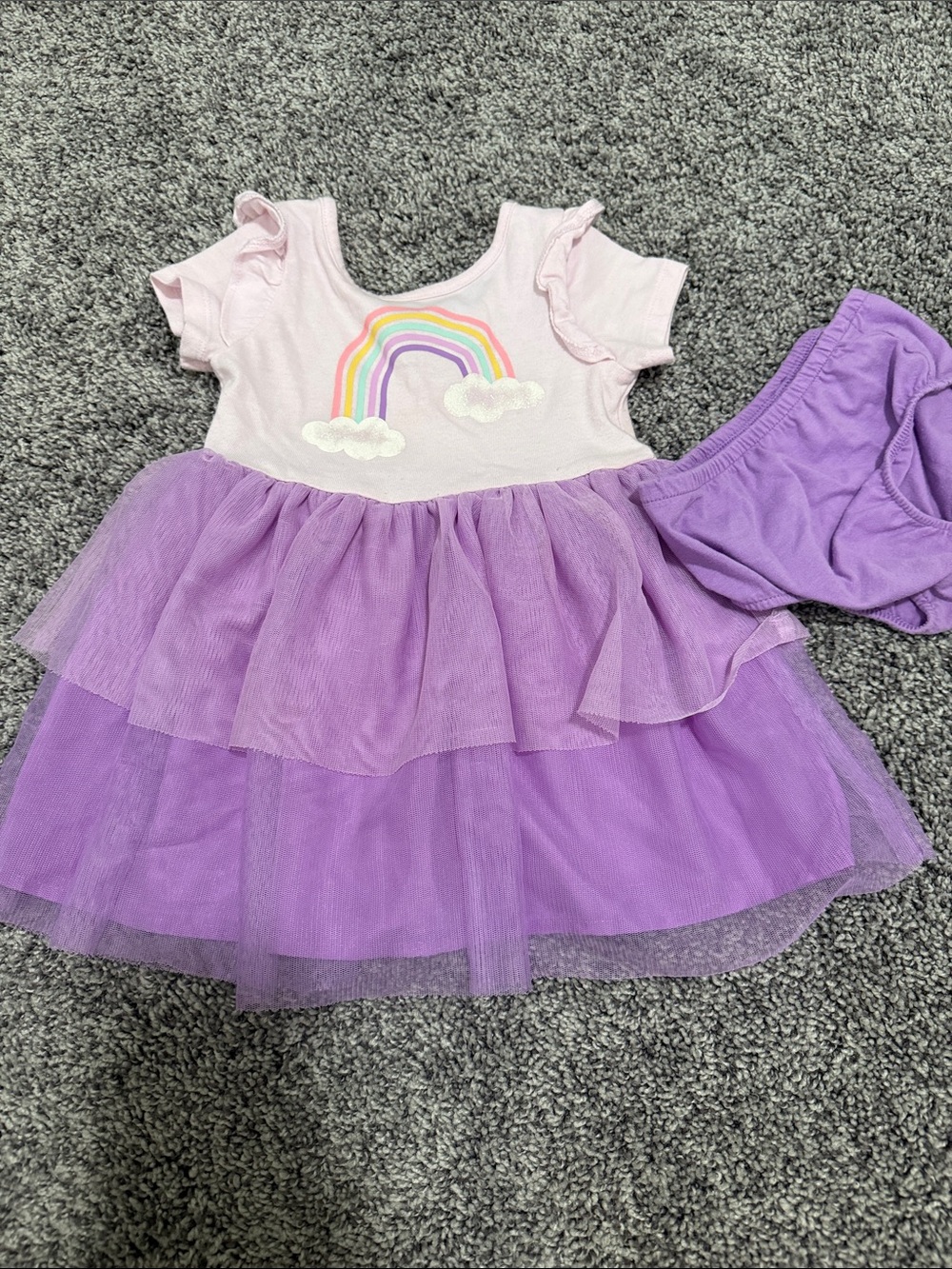 Cat & Jack Pink Top Purple Tulle Rainbow Tutu Dress